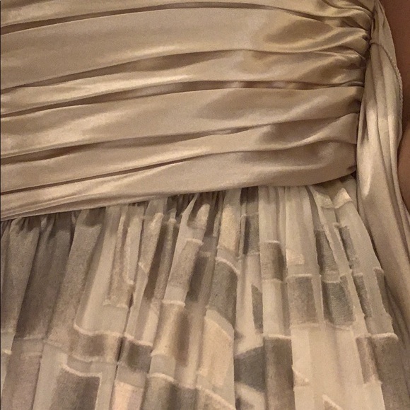 BCBG Silver gown with suede accents. Size 2 - Picture 5 of 5